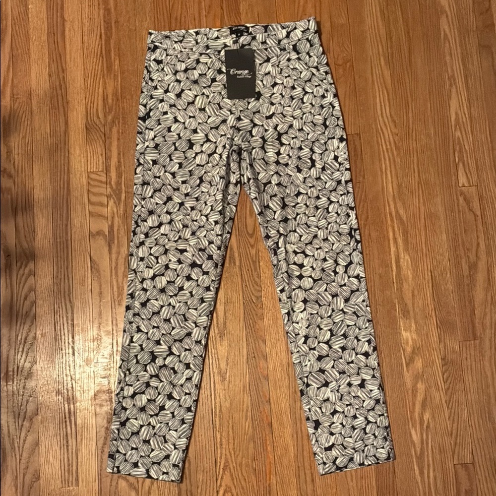 Orange Black and White Pattern Polka Dot Trousers